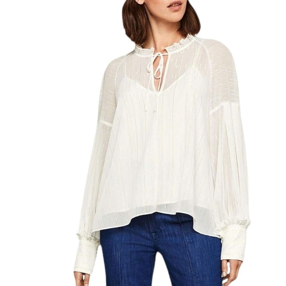 BCBGMAXAZRIA LUREX Shiffon Blouse SIZE XSMALL‎